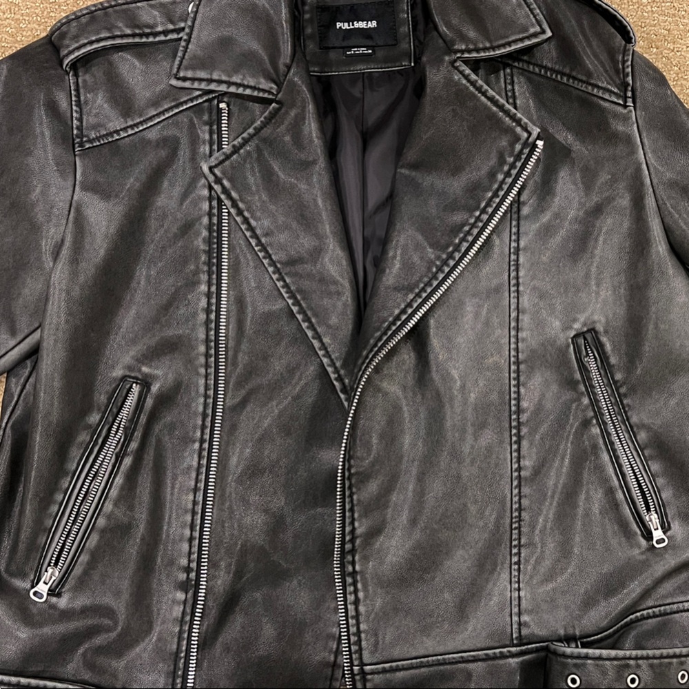 Pull&Bear Dark Gray Biker Jacket for Men - Picture 3 of 8